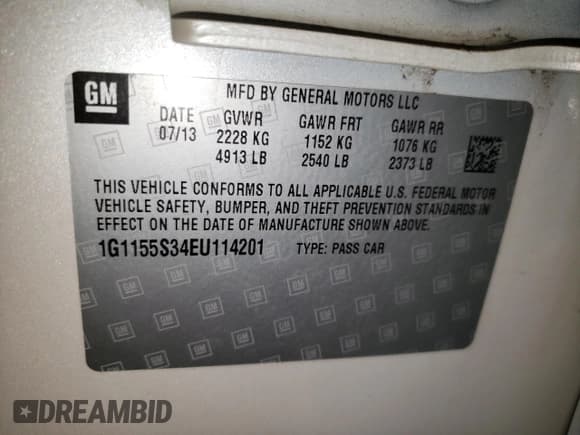 ✅ 2014 Chevrolet Impala LTZ • VIN: 1G1155S34EU114201 • Лот: 68884014. Опубликован ранее на Copart с пробегом 109 208 миль. Бесплатный доступ к архиву аукционных продаж из США и подробный отчёт об истории автомобиля на DreamBid. Изображение 12.