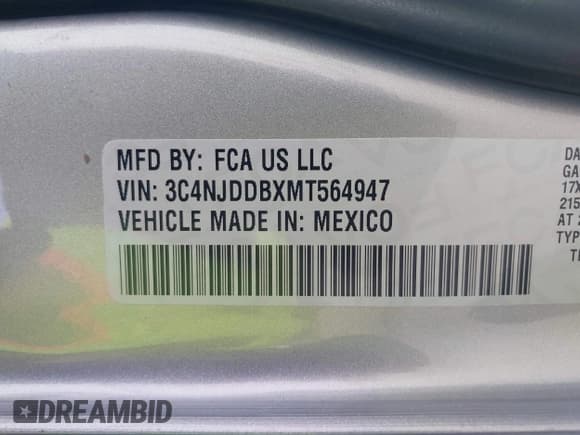 ✅ 2021 Jeep Compass Trailhawk • VIN: 3C4NJDDBXMT564947 • Лот: 43379235. Опубликован ранее на IAAI с пробегом 70 332 миль. Бесплатный доступ к архиву аукционных продаж из США и подробный отчёт об истории автомобиля на DreamBid. Изображение 9.