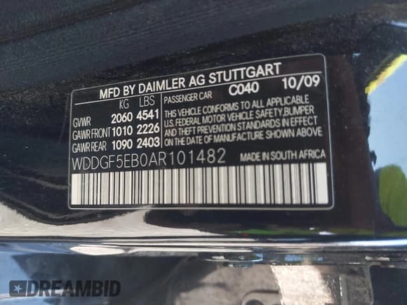 ✅ 2010 Mercedes-Benz C 300 Sport • VIN: WDDGF5EB0AR101482 • Lot: 43743695. Listed on IAAI with 176,839 mi. Free auction sales archive from the USA and detailed vehicle history report at DreamBid. Image 9.