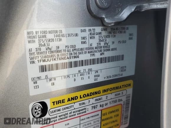 ✅ 2022 Ford Expedition Limited • VIN: 1FMJU1KT6NEA51966 • Лот: 54473125. Опубликован ранее на Copart с пробегом 49 440 миль. Бесплатный доступ к архиву аукционных продаж из США и подробный отчёт об истории автомобиля на DreamBid. Изображение 13.