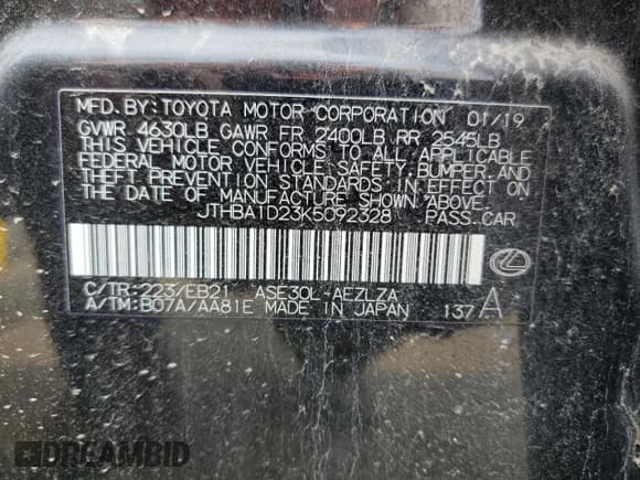 ✅ 2019 Lexus IS 300 • VIN: JTHBA1D23K5092328 • Lot: 67962885. Wystawiony na Copart z przebiegiem 34 245 mil. Bezpłatny archiwum sprzedaży aukcyjnych z USA i szczegółowy raport historii pojazdu na DreamBid. Zdjęcie 13.