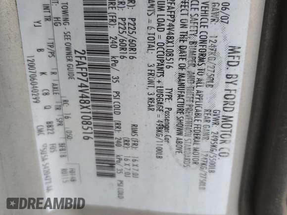 ✅ 2008 Ford Crown Victoria LX • VIN: 2FAFP74V48X108516 • Лот: 66768155. Опубликован ранее на Copart с пробегом 150 484 миль. Бесплатный доступ к архиву аукционных продаж из США и подробный отчёт об истории автомобиля на DreamBid. Изображение 12.