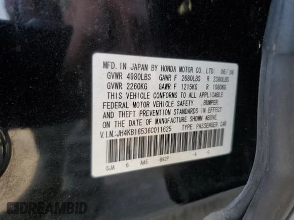✅ 2006 Acura RL • VIN: JH4KB16536C011625 • Lot: 71361804. Wystawiony na Copart z przebiegiem 135 014 mil. Bezpłatny archiwum sprzedaży aukcyjnych z USA i szczegółowy raport historii pojazdu na DreamBid. Zdjęcie 13.