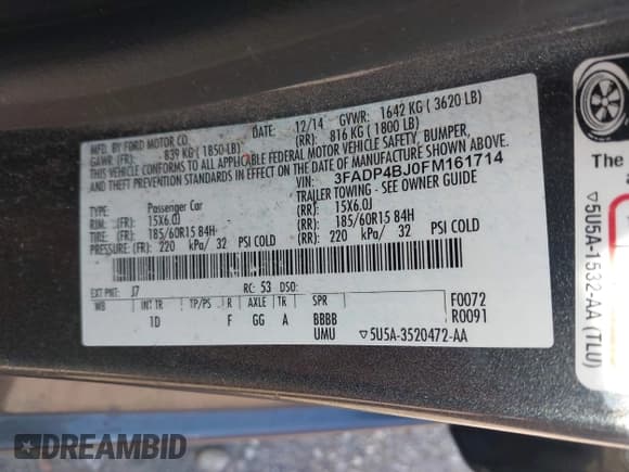 ✅ 2015 Ford Fiesta SE • VIN: 3FADP4BJ0FM161714 • Lot: 43296352. Wystawiony na IAAI z przebiegiem 73 868 mil. Bezpłatny archiwum sprzedaży aukcyjnych z USA i szczegółowy raport historii pojazdu na DreamBid. Zdjęcie 9.