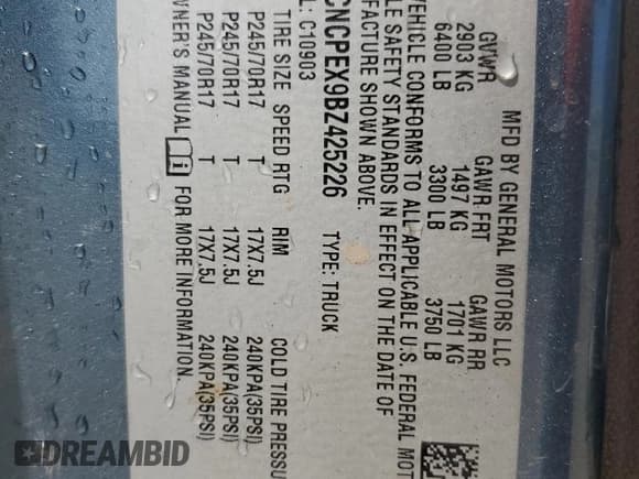 ✅ 2011 Chevrolet Silverado 1500 Work Truck • VIN: 1GCNCPEX9BZ425226 • Lot: 70491014. Listed on Copart with 210,736 mi. Free auction sales archive from the USA and detailed vehicle history report at DreamBid. Image 12.