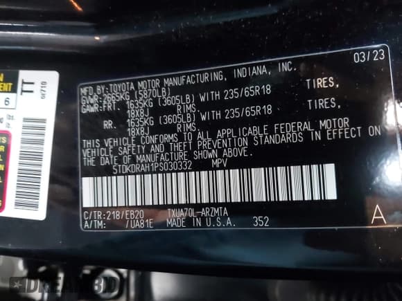 ✅ 2023 Toyota Highlander Limited • VIN: 5TDKDRAH1PS030332 • Lot: 43562432. Listed on IAAI with 44,461 mi. Free auction sales archive from the USA and detailed vehicle history report at DreamBid. Image 9.