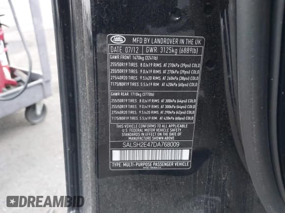 ✅ 2013 Land Rover Range Rover Sport SC • VIN: SALSH2E47DA768009 • Lot: 42555743. Listed on IAAI with 62,428 mi. Free auction sales archive from the USA and detailed vehicle history report at DreamBid. Image 9.