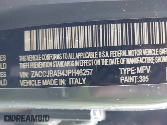 ✅ 2018 Jeep Renegade Sport • VIN: ZACCJBAB4JPH46257 • Lot: 43562625. Listed on IAAI with 130,722 mi. Free auction sales archive from the USA and detailed vehicle history report at DreamBid. Image 9.