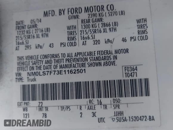 ✅ 2014 Ford Transit Connect XLT • VIN: NM0LS7F73E1162501 • Lot: 43794282. Listed on IAAI with 112,514 mi. Free auction sales archive from the USA and detailed vehicle history report at DreamBid. Image 9.