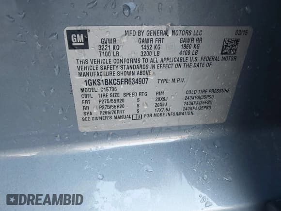 ✅ 2015 GMC Yukon SLT • VIN: 1GKS1BKC5FR634907 • Lot: 43492723. Wystawiony na IAAI z przebiegiem 209 976 mil. Bezpłatny archiwum sprzedaży aukcyjnych z USA i szczegółowy raport historii pojazdu na DreamBid. Zdjęcie 9.
