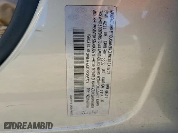 ✅ 2011 Volkswagen Jetta SE • VIN: 3VWDX7AJ3BM396774 • Lot: 94497625. Wystawiony na Copart z przebiegiem 217 220 mil. Bezpłatny archiwum sprzedaży aukcyjnych z USA i szczegółowy raport historii pojazdu na DreamBid. Zdjęcie 12.