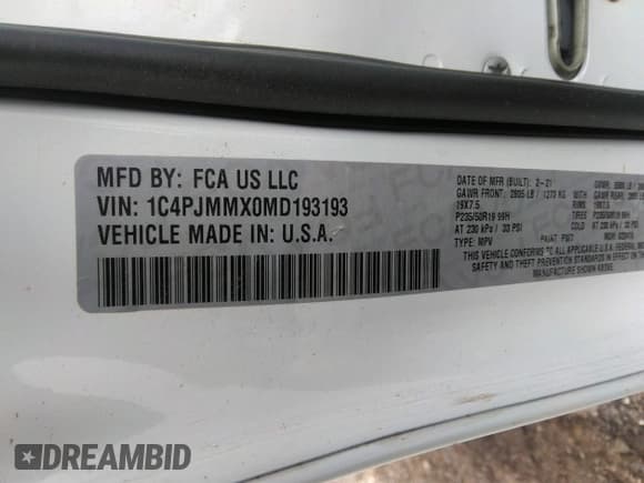 ✅ 2021 Jeep Cherokee Latitude Lux • VIN: 1C4PJMMX0MD193193 • Лот: 41806728. Опубликован ранее на IAAI с пробегом 42 169 миль. Бесплатный доступ к архиву аукционных продаж из США и подробный отчёт об истории автомобиля на DreamBid. Изображение 9.