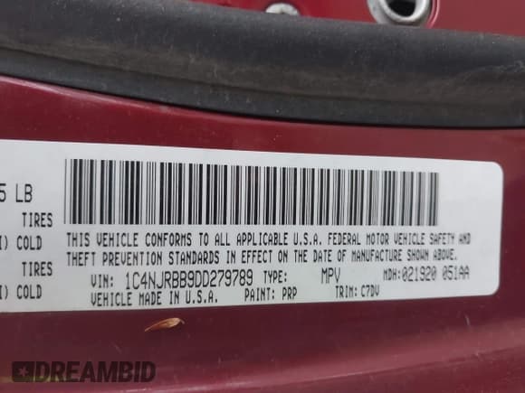 ✅ 2013 Jeep Patriot Sport • VIN: 1C4NJRBB9DD279789 • Lot: 43884637. Listed on IAAI with 153,193 mi. Free auction sales archive from the USA and detailed vehicle history report at DreamBid. Image 9.