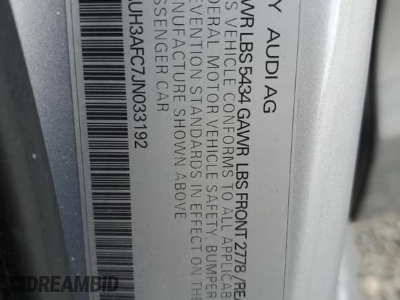 ✅ 2018 Audi A6 Prestige • VIN: WAUH3AFC7JN033192 • Lot: 87224965. Listed on Copart with 118,452 mi. Free auction sales archive from the USA and detailed vehicle history report at DreamBid. Image 12.