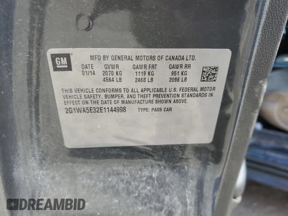 ✅ 2014 Chevrolet Impala LS • VIN: 2G1WA5E32E1144998 • Лот: 67137734. Опубликован ранее на Copart с пробегом 259 164 миль. Бесплатный доступ к архиву аукционных продаж из США и подробный отчёт об истории автомобиля на DreamBid. Изображение 12.