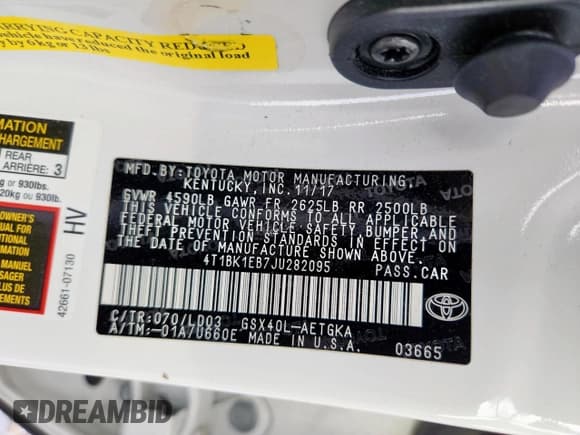 ✅ 2018 Toyota Avalon XLE • VIN: 4T1BK1EB7JU282095 • Лот: 92624055. Опубликован ранее на Copart с пробегом 39 646 миль. Бесплатный доступ к архиву аукционных продаж из США и подробный отчёт об истории автомобиля на DreamBid. Изображение 12.