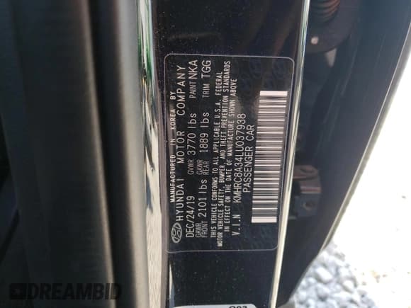 ✅ 2020 Hyundai Venue SEL • VIN: KMHRC8A34LU037938 • Lot: 53941105. Listed on Copart with 73,431 mi. Free auction sales archive from the USA and detailed vehicle history report at DreamBid. Image 13.