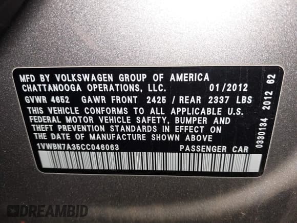 ✅ 2012 Volkswagen Passat SE • VIN: 1VWBN7A35CC046063 • Лот: 43882332. Опубликован ранее на IAAI с пробегом 233 532 миль. Бесплатный доступ к архиву аукционных продаж из США и подробный отчёт об истории автомобиля на DreamBid. Изображение 9.