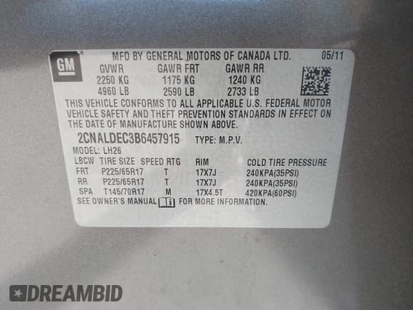 ✅ 2011 Chevrolet Equinox 1LT • VIN: 2CNALDEC3B6457915 • Лот: 43774508. Опубликован ранее на IAAI с пробегом 119 101 миль. Бесплатный доступ к архиву аукционных продаж из США и подробный отчёт об истории автомобиля на DreamBid. Изображение 9.