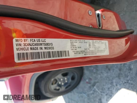 ✅ 2021 Jeep Compass Sport • VIN: 3C4NJCABXMT508313 • Lot: 61263855. Listed on Copart with 94,106 mi. Free auction sales archive from the USA and detailed vehicle history report at DreamBid. Image 13.