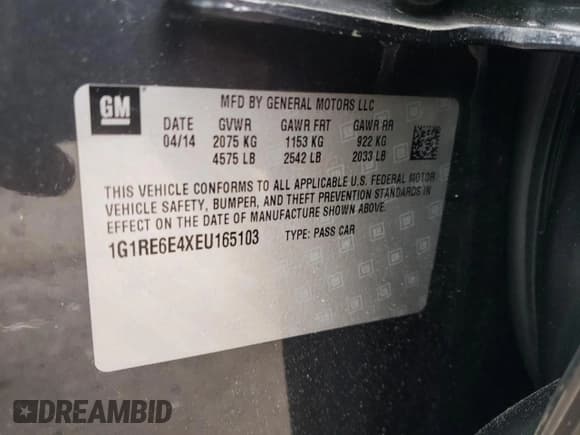 ✅ 2014 Chevrolet Volt • VIN: 1G1RE6E4XEU165103 • Lot: 55481574. Wystawiony na Copart z przebiegiem 131 337 mil. Bezpłatny archiwum sprzedaży aukcyjnych z USA i szczegółowy raport historii pojazdu na DreamBid. Zdjęcie 12.