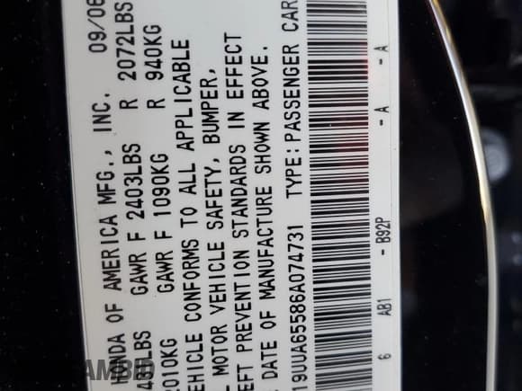 ✅ 2006 Acura TL • VIN: 19UUA65586A074731 • Лот: 61590705. Опубликован ранее на Copart с пробегом 109 795 миль. Бесплатный доступ к архиву аукционных продаж из США и подробный отчёт об истории автомобиля на DreamBid. Изображение 12.