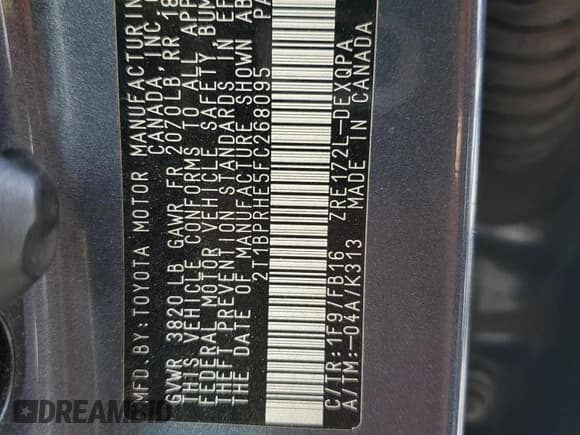 ✅ 2015 Toyota Corolla LE Eco • VIN: 2T1BPRHE5FC268095 • Lot: 71073805. Listed on Copart with 101,492 mi. Free auction sales archive from the USA and detailed vehicle history report at DreamBid. Image 13.