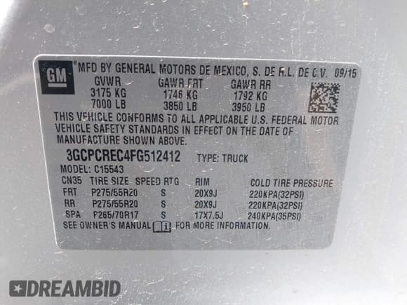 ✅ 2015 Chevrolet Silverado 1500 LT • VIN: 3GCPCREC4FG512412 • Лот: 43316614. Опубликован ранее на IAAI с пробегом 138 174 миль. Бесплатный доступ к архиву аукционных продаж из США и подробный отчёт об истории автомобиля на DreamBid. Изображение 9.