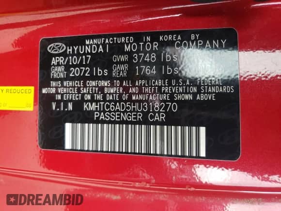 2017 Hyundai Veloster Value Edition с VIN KMHTC6AD5HU318270, выставлен на аукционе Copart как лот 58045155 с пробегом 61 675 миль миль и Списание • Salvage title. История ставок и продаж доступна на DreamBid. Изображение 12.