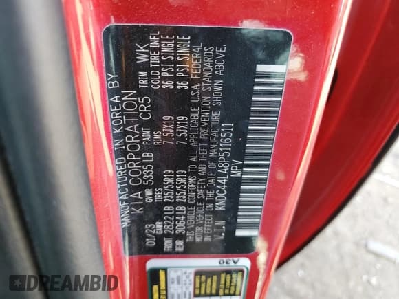 ✅ 2023 Kia EV6 GT-Line • VIN: KNDC44LA8P5116511 • Лот: 50601265. Опубликован ранее на Copart с пробегом Не указан. Бесплатный доступ к архиву аукционных продаж из США и подробный отчёт об истории автомобиля на DreamBid. Изображение 12.