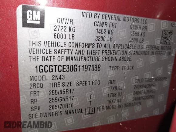 ✅ 2016 Chevrolet Colorado 4WD LT • VIN: 1GCGTCE30G1197038 • Lot: 41260078. Listed on IAAI with 101,840 mi. Free auction sales archive from the USA and detailed vehicle history report at DreamBid. Image 9.