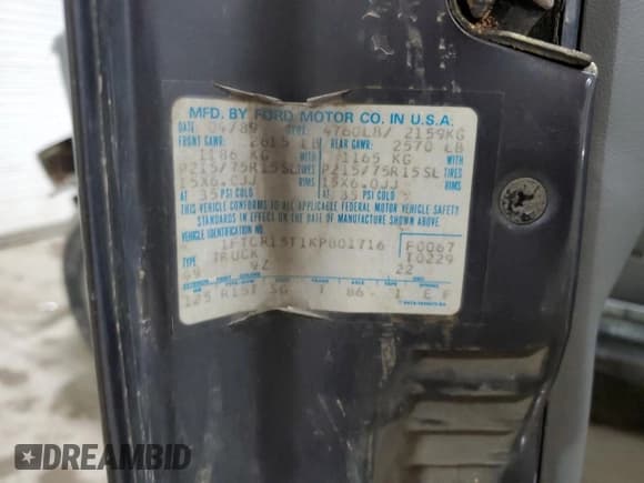 ✅ 1989 Ford Ranger • VIN: 1FTCR15T1KPB01716 • Lot: 54721875. Listed on Copart with 64,486 mi. Free auction sales archive from the USA and detailed vehicle history report at DreamBid. Image 13.