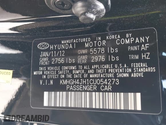 ✅ 2012 Hyundai Equus Ultimate • VIN: KMHGH4JH1CU054273 • Lot: 42386789. Listed on IAAI with 15,824 mi. Free auction sales archive from the USA and detailed vehicle history report at DreamBid. Image 9.