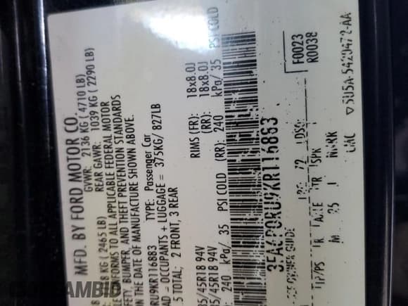 ✅ 2019 Ford Fusion Titanium • VIN: 3FA6P0RU9KR116883 • Лот: 86160025. Опубликован ранее на Copart с пробегом 177 817 миль. Бесплатный доступ к архиву аукционных продаж из США и подробный отчёт об истории автомобиля на DreamBid. Изображение 12.