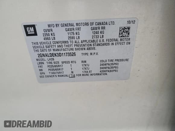 ✅ 2013 Chevrolet Equinox LT • VIN: 2GNALDEK3D1173526 • Лот: 82744455. Опубликован ранее на Copart с пробегом 149 784 миль. Бесплатный доступ к архиву аукционных продаж из США и подробный отчёт об истории автомобиля на DreamBid. Изображение 13.