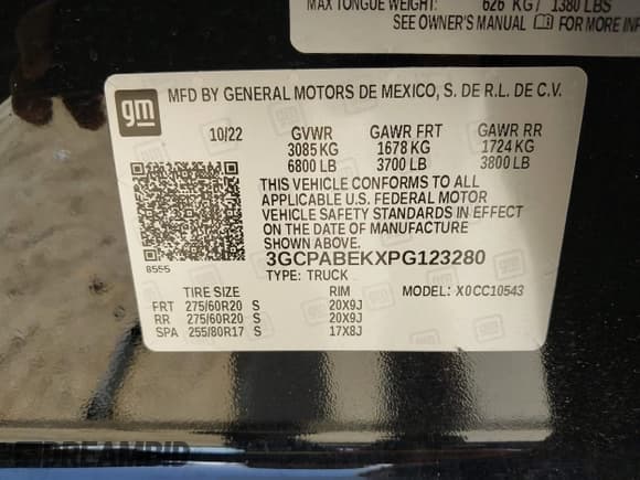 ✅ 2023 Chevrolet Silverado 1500 Custom • VIN: 3GCPABEKXPG123280 • Lot: 43063619. Wystawiony na IAAI z przebiegiem 70 772 mil. Bezpłatny archiwum sprzedaży aukcyjnych z USA i szczegółowy raport historii pojazdu na DreamBid. Zdjęcie 9.