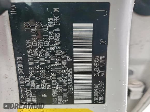 ✅ 2008 Toyota Highlander Sport • VIN: JTEES43A482045157 • Лот: 94243495. Опубликован ранее на Copart с пробегом Не указан. Бесплатный доступ к архиву аукционных продаж из США и подробный отчёт об истории автомобиля на DreamBid. Изображение 13.