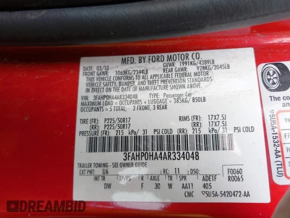 ✅ 2010 Ford Fusion SE • VIN: 3FAHP0HA4AR334048 • Лот: 42515397. Опубликован ранее на IAAI с пробегом 202 701 миль. Бесплатный доступ к архиву аукционных продаж из США и подробный отчёт об истории автомобиля на DreamBid. Изображение 9.