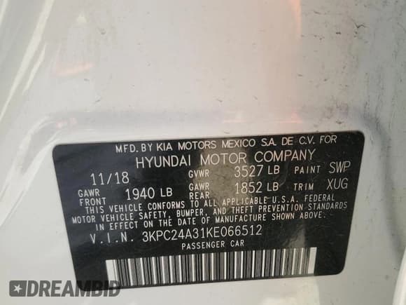 ✅ 2019 Hyundai Accent SE • VIN: 3KPC24A31KE066512 • Лот: 52426105. Опубликован ранее на Copart с пробегом 90 053 миль. Бесплатный доступ к архиву аукционных продаж из США и подробный отчёт об истории автомобиля на DreamBid. Изображение 13.