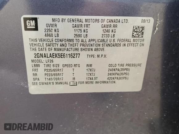 ✅ 2014 Chevrolet Equinox LS • VIN: 2GNALAEK5E6116277 • Лот: 86437545. Опубликован ранее на Copart с пробегом 105 729 миль. Бесплатный доступ к архиву аукционных продаж из США и подробный отчёт об истории автомобиля на DreamBid. Изображение 12.