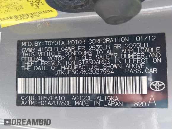 ✅ 2012 Scion tC • VIN: JTKJF5C78C3037964 • Lot: 42410676. Wystawiony na IAAI z przebiegiem 139 225 mil. Bezpłatny archiwum sprzedaży aukcyjnych z USA i szczegółowy raport historii pojazdu na DreamBid. Zdjęcie 9.