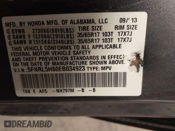 ✅ 2014 Honda Odyssey EX-L • VIN: 5FNRL5H60EB034923 • Lot: 43637432. Wystawiony na IAAI z przebiegiem 148 620 mil. Bezpłatny archiwum sprzedaży aukcyjnych z USA i szczegółowy raport historii pojazdu na DreamBid. Zdjęcie 9.