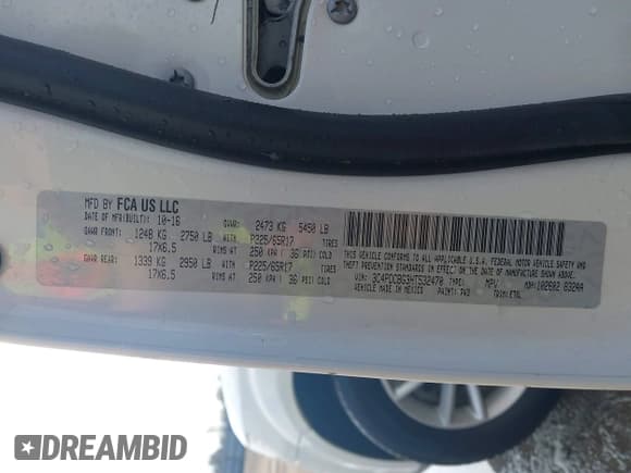 ✅ 2017 Dodge Journey SXT • VIN: 3C4PDCBG3HT532470 • Лот: 43761916. Опубликован ранее на IAAI с пробегом 127 100 миль. Бесплатный доступ к архиву аукционных продаж из США и подробный отчёт об истории автомобиля на DreamBid. Изображение 9.