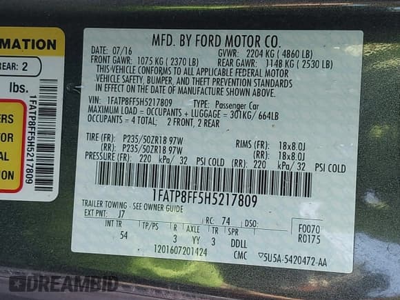 ✅ 2017 Ford Mustang GT Premium • VIN: 1FATP8FF5H5217809 • Lot: 41752531. Wystawiony na IAAI z przebiegiem 87 774 mil. Bezpłatny archiwum sprzedaży aukcyjnych z USA i szczegółowy raport historii pojazdu na DreamBid. Zdjęcie 9.