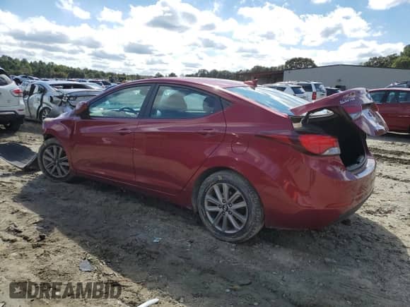 2016 Hyundai Elantra SE with VIN 5NPDH4AEXGH652715, listed as a Copart auction lot 85778915 with 108,996 mi miles and Salvage title. Bid and sale history available at DreamBid. Image 2.