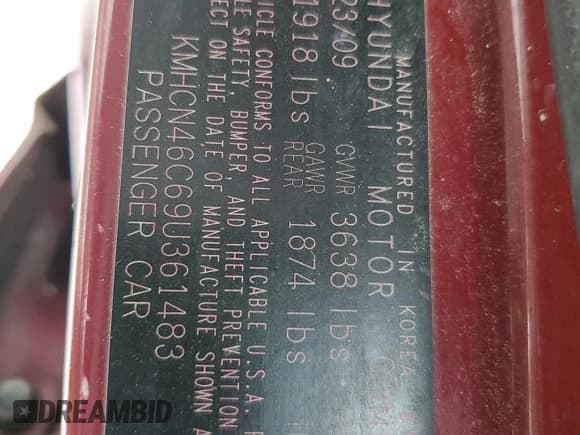 ✅ 2009 Hyundai Accent Auto GLS • VIN: KMHCN46C69U361483 • Лот: 55971525. Опубликован ранее на Copart с пробегом 159 519 миль. Бесплатный доступ к архиву аукционных продаж из США и подробный отчёт об истории автомобиля на DreamBid. Изображение 12.