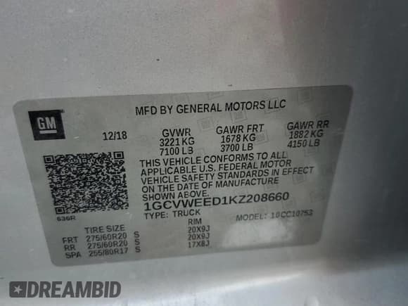 ✅ 2019 Chevrolet Silverado 1500 • VIN: 1GCVWEED1KZ208660 • Лот: 59535195. Опубликован ранее на Copart с пробегом 49 705 миль. Бесплатный доступ к архиву аукционных продаж из США и подробный отчёт об истории автомобиля на DreamBid. Изображение 13.
