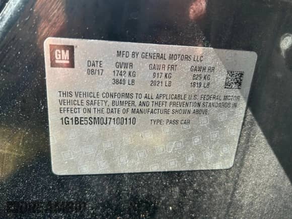 ✅ 2018 Chevrolet Cruze LT • VIN: 1G1BE5SM0J7100110 • Lot: 91317525. Wystawiony na Copart z przebiegiem 120 759 mil mil. Skorzystaj z bezpłatnego archiwum sprzedaży aukcyjnych z USA i zobacz szczegółowy raport historii pojazdu na DreamBid. Zdjęcie 10.