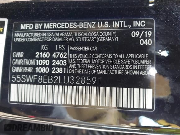 ✅ 2020 Mercedes-Benz C 300 • VIN: 55SWF8EB2LU328591 • Lot: 43376823. Listed on IAAI with 56,972 mi. Free auction sales archive from the USA and detailed vehicle history report at DreamBid. Image 9.