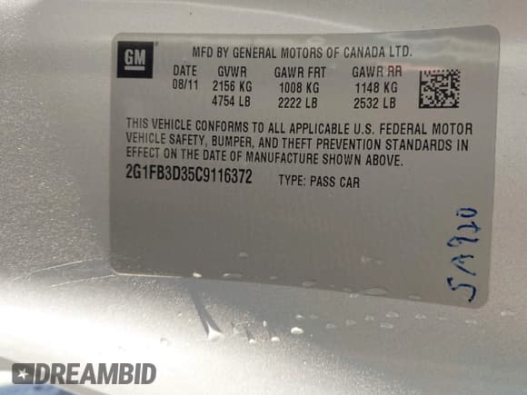 ✅ 2012 Chevrolet Camaro 1LT • VIN: 2G1FB3D35C9116372 • Lot: 43682254. Wystawiony na IAAI z przebiegiem 111 452 mil. Bezpłatny archiwum sprzedaży aukcyjnych z USA i szczegółowy raport historii pojazdu na DreamBid. Zdjęcie 9.